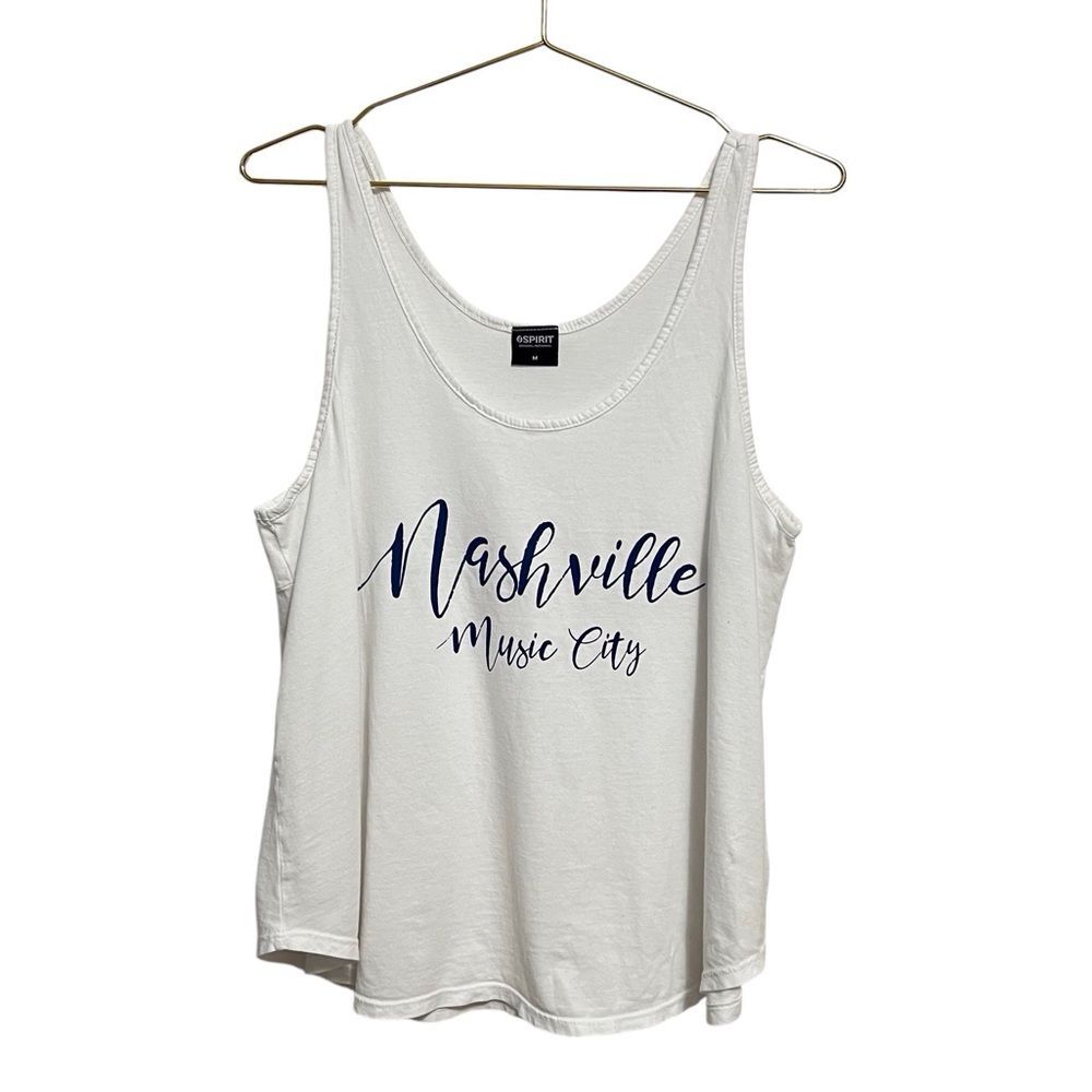 SALE!! Spirit Womens Tank Top Medium White Nashville Music City Graphic
